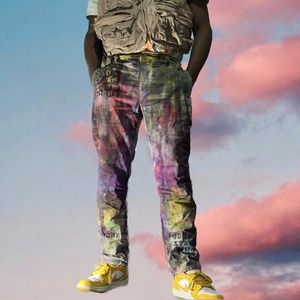 Hand-Dyed, Hand-Painted Upcycled Pants
